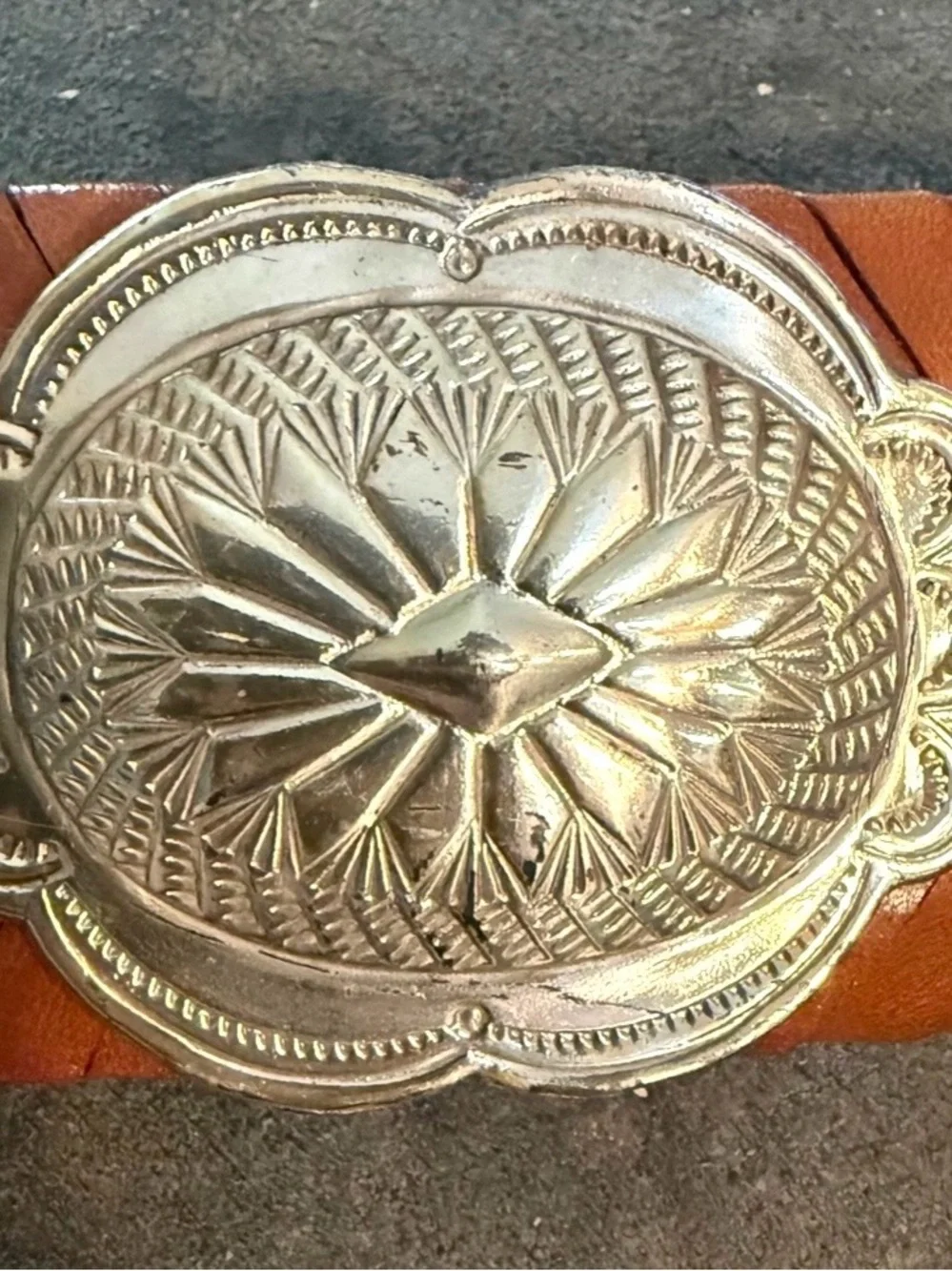 Leather Men's Belt - Brown with Silver Buckle